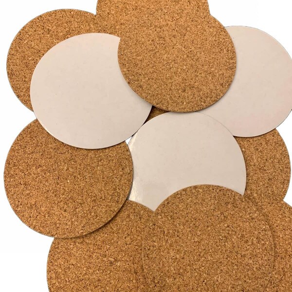 Cork circles with self-stick, peel and stick backing